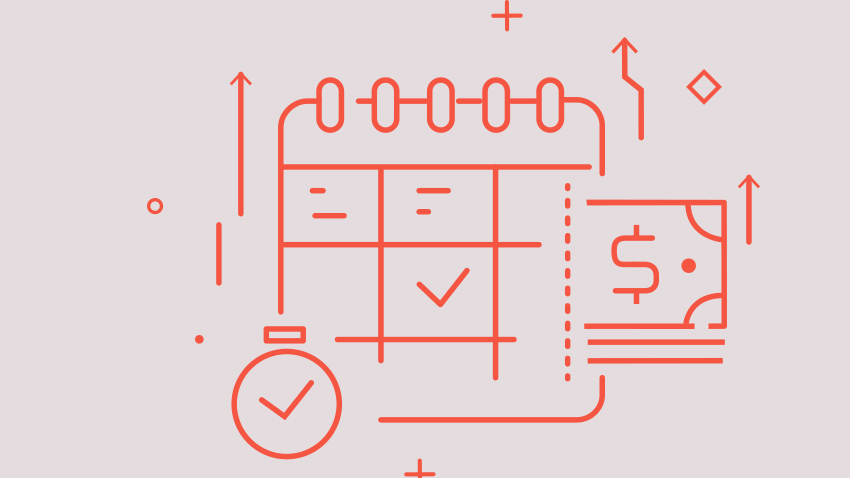 calendar clock and money illustration