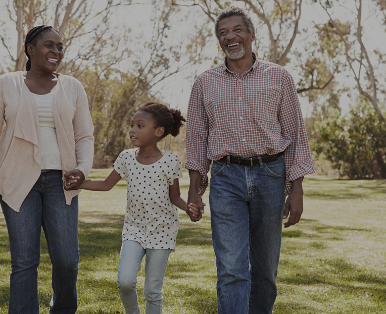 Family walking outside