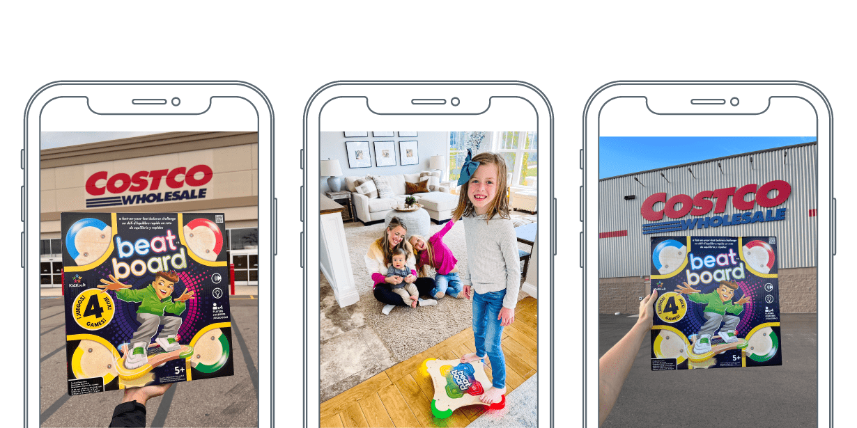 3 KidKraft influencer photos mocked up on phones