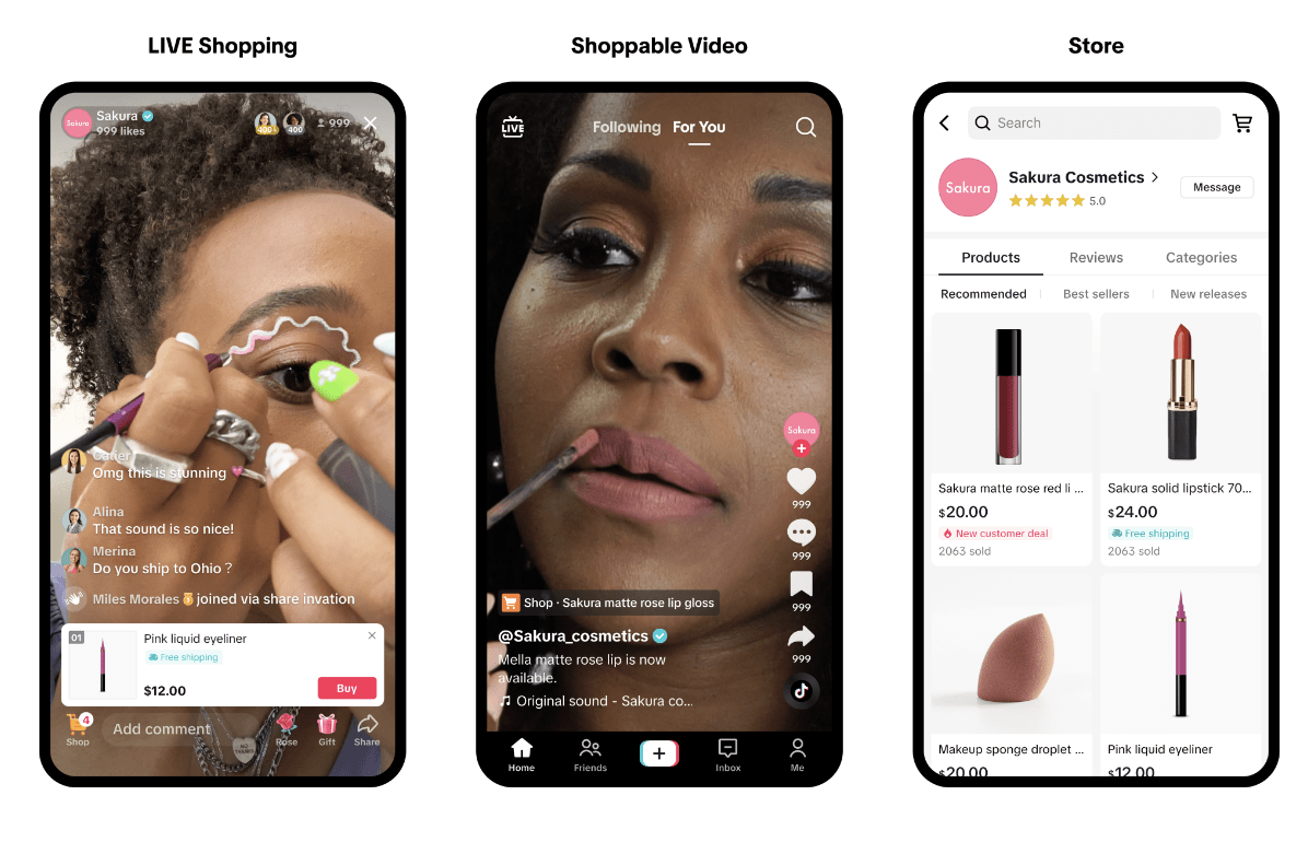 Example of what you can do for social commerce on TikTok